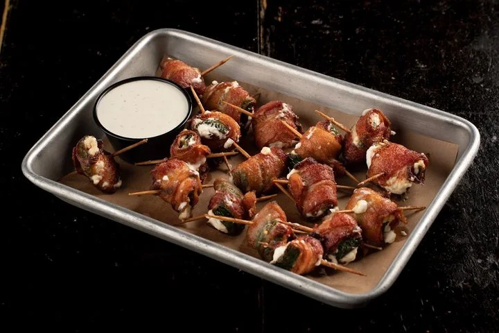 Bacon-wrapped jalapeno poppers