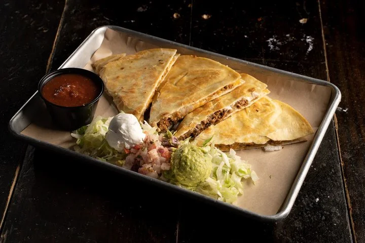 Quesadilla with pico, guacamole and sour cream